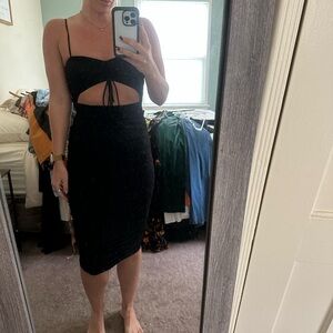 Lulu's Black Midi Dress